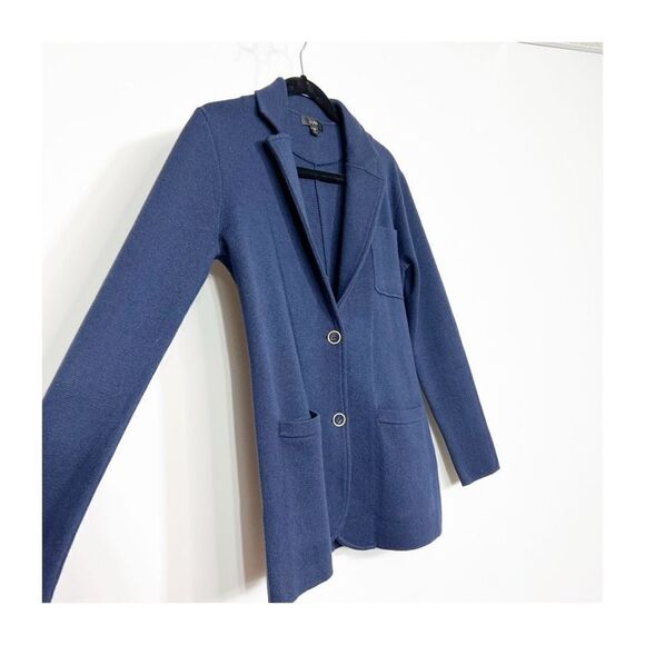 J. Crew Classic Knit Sweater Blazer In Navy Blue Wool Blend BB682 Womens XS - Picture 3 of 8